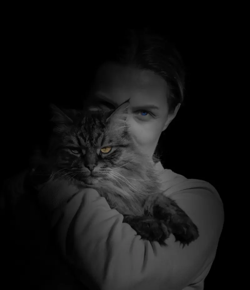 Portrait of a woman with a cat by Rafał Wilk